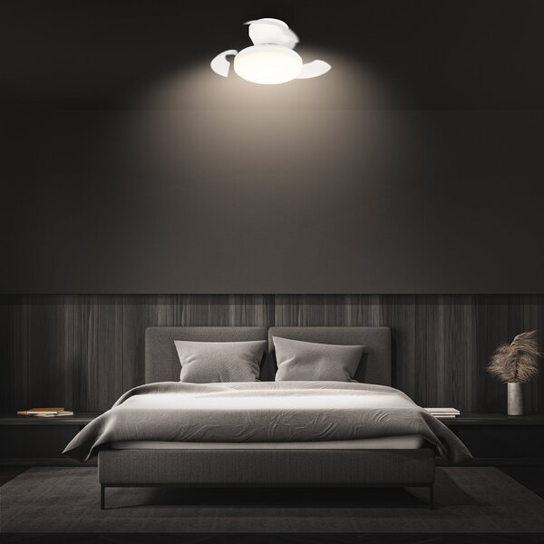 Briloner Ventilator de tavan cu LED Ravan, motor curent continuu, alb, Ø 44 cm, CCT, reglabil, Alb, dormitor, Plastic, Modern