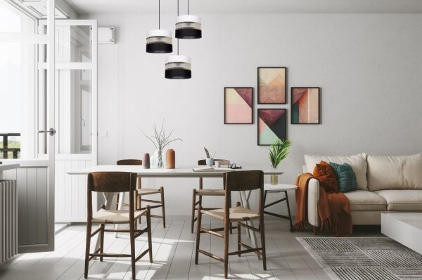 Lustră pe cablu CORAL 3xE27/60W/230V neagră/albă