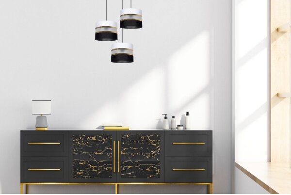 Lustră pe cablu CORAL 3xE27/60W/230V neagră/albă