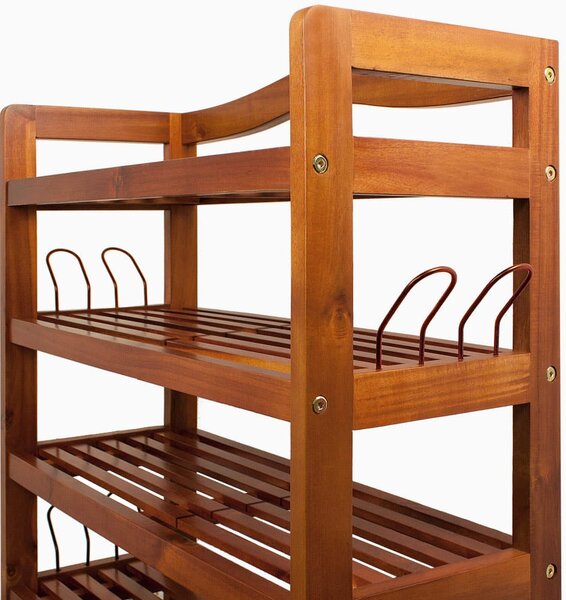 Raft pentru pantofi RUSTIC, 5 polițe, 95x26x82cm, maro natural Casaria