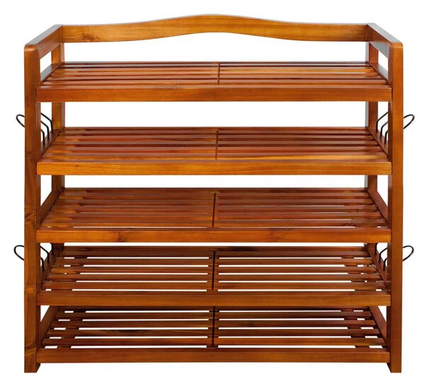 Raft pentru pantofi RUSTIC, 5 polițe, 95x26x82cm, maro natural Casaria