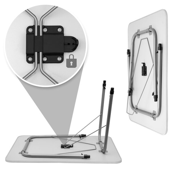Masă de camping pliabilă FOKA, 80x54x51-70cm, alb Casaria