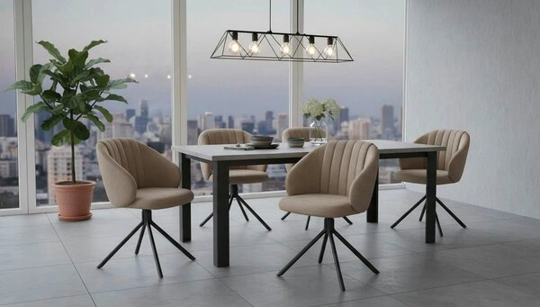 Scaun rotativ K533, cappuccino/negru, stofa clasica/metal, 57x60x80 cm