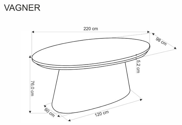 Masa moderna dining VAGNER, nuc, 220x98x76 cm