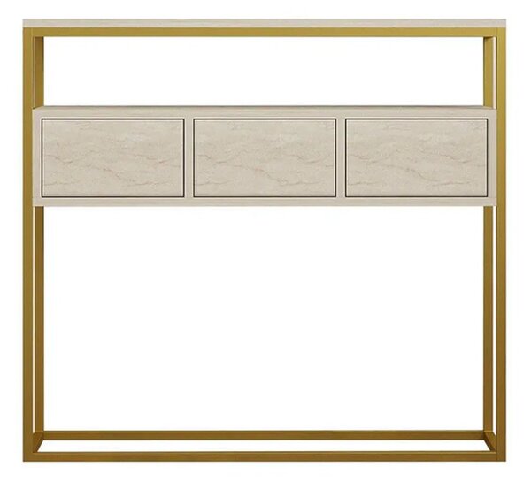Consola GUARDA, bej cu efect de marmura/auriu, PAL melaminat, 100x29x9