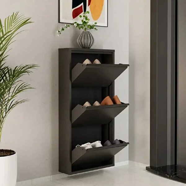 Pantofar 3 usi,din metal,culoare antracit