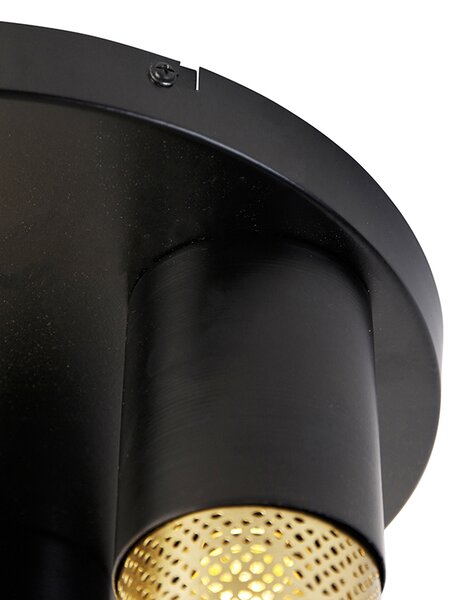 Plafoniera industriala neagra cu auriu rotund cu 3 lumini - Raspi
