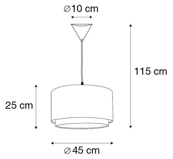 Suspensie moderna cu abajur negru/alb 45/25 - Duo