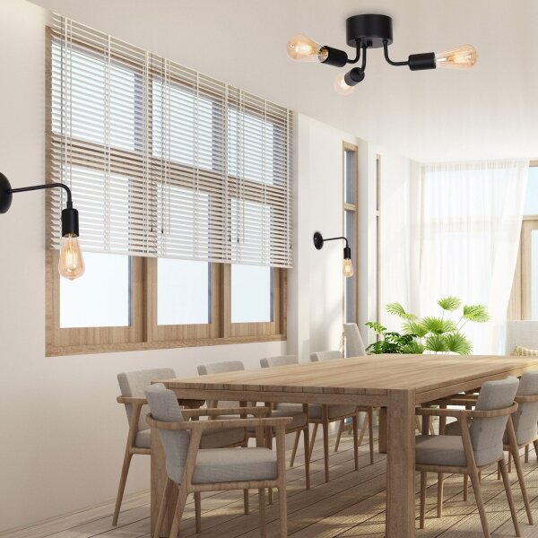 Lustră aplicată BRENDA 3xE27/60W/230V neagră