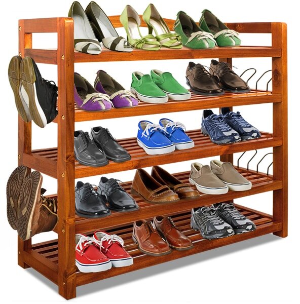 Casaria Raft pentru pantofi RUSTIC, 5 polițe, 75x26x82cm, maro natural