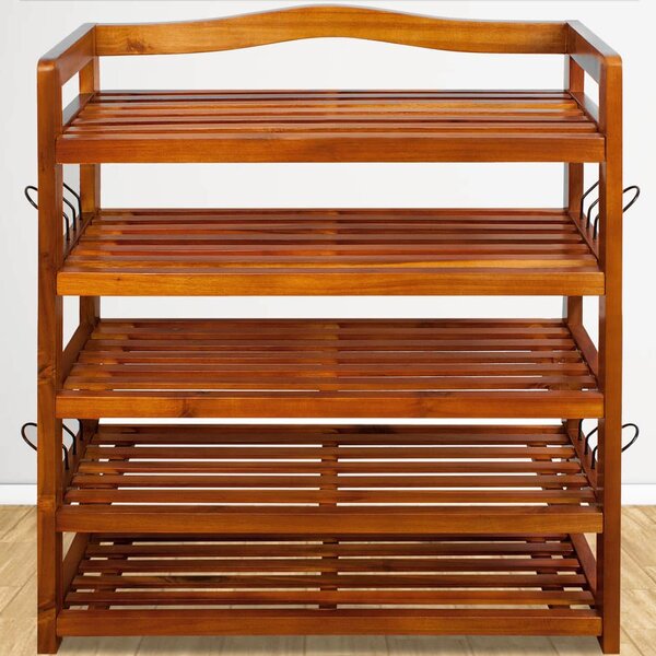 Casaria Raft pentru pantofi RUSTIC, 5 polițe, 75x26x82cm, maro natural
