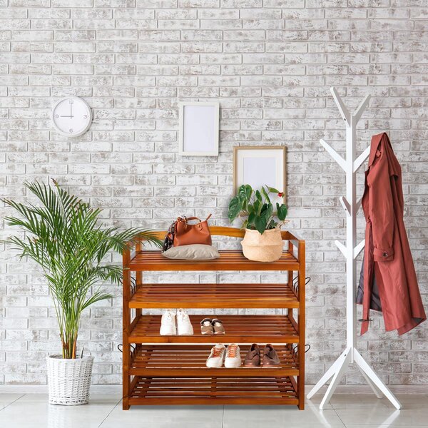 Casaria Raft pentru pantofi RUSTIC, 5 polițe, 75x26x82cm, maro natural