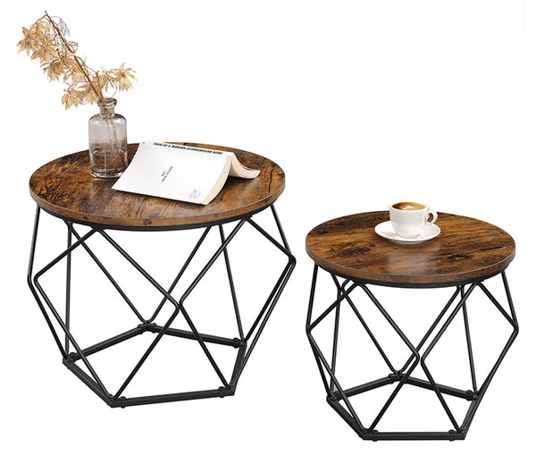 Set de măsuțe de cafea VERA, 50x40cm/40x36cm, maro/negru Vasagle