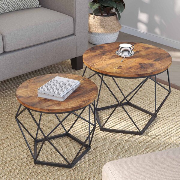 Set de măsuțe de cafea VERA, 50x40cm/40x36cm, maro/negru Vasagle
