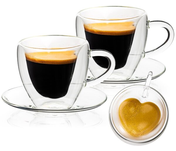 Pahare termo 4Home Heart ceașcă cu farfurioară Hot&Cool, 150 ml, 2 buc