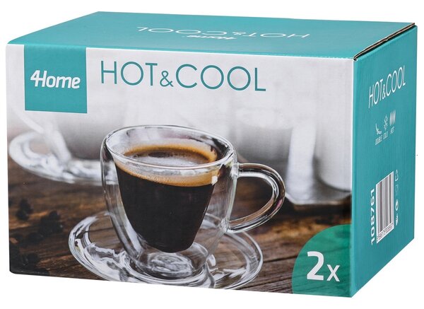 Pahare termo 4Home Heart ceașcă cu farfurioară Hot&Cool, 150 ml, 2 buc