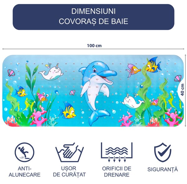 Covoras antialunecare cada, 100x40 cm, Multicolor, Delfin