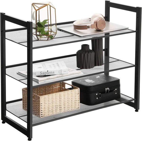 Raft stivuibil pentru încălțăminte IDA, 3 polițe, 74x31x63cm, negru SongmicsHome