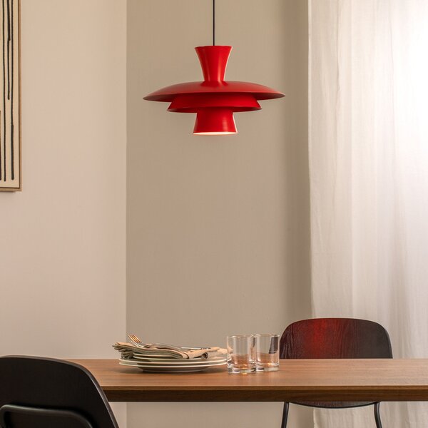 Luminex Lampă suspendată Plato, roșu, metal, Ø 38 cm, E27, reglabil, Roșu, Camera de zi / sufragerie, Metal, Modern