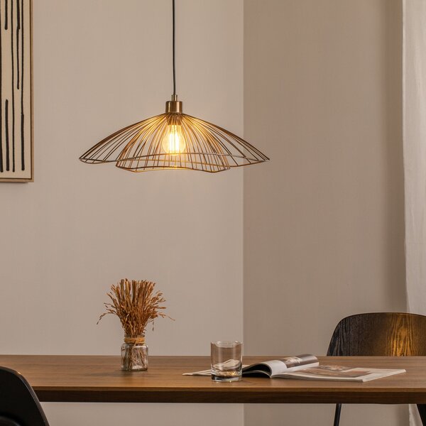 Opviq Lampă suspendată Tel, alamă veche, Ø 50 cm, 1 bec, metal, reglabil, Bronz / Alamă Veche, Camera de zi / sufragerie, Metal