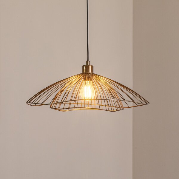 Opviq Lampă suspendată Tel, alamă veche, Ø 50 cm, 1 bec, metal, reglabil, Bronz / Alamă Veche, Camera de zi / sufragerie, Metal