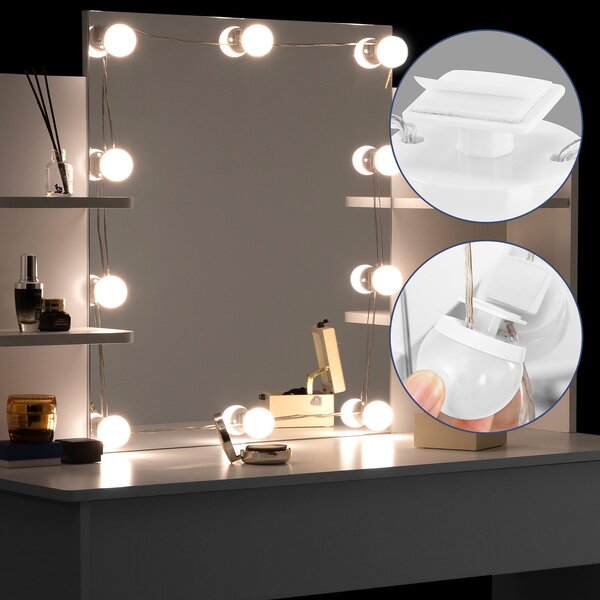 Deuba Masuta de toaleta Lucia cu iluminare LED 108x140x40 cm - alba