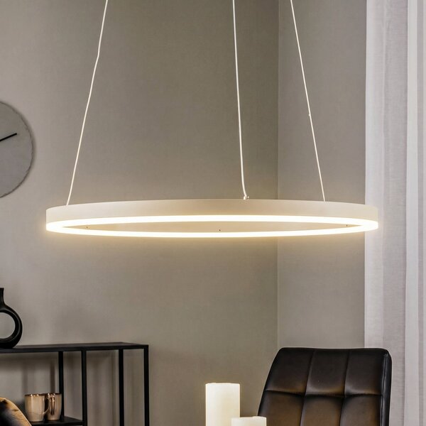Arcchio Lampă suspendată LED Albiona, bej, 1 inel, Ø 60 cm, reglabil, Bej, Bucătărie, Metal, Modern