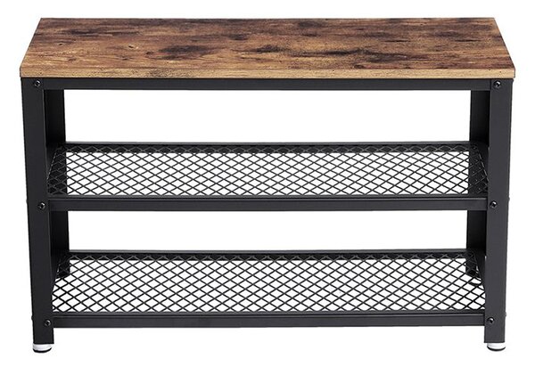 Bancă pentru hol cu spațiu pentru pantofi INDY, 73x30x45cm, maro/negru Vasagle