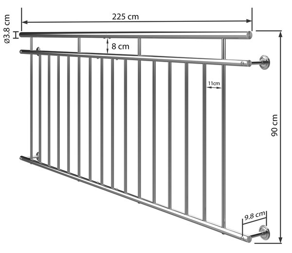 Deuba Balustrada balcon - 90x225 cm