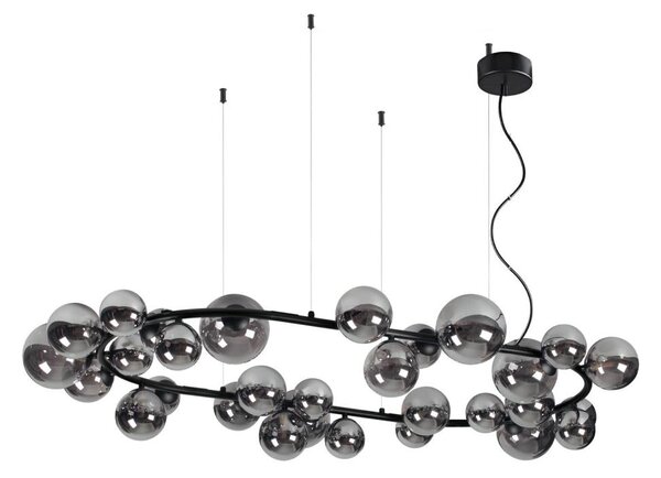 Ideal Lux - Lustră LED pe cablu PERLAGE 30xG9/3W/230V 143 cm negru/fumuriu