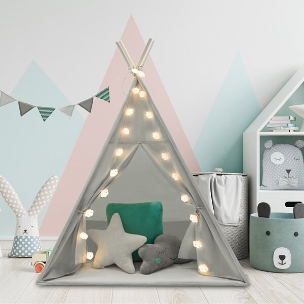 Cort copii Teepee Michael, 160x120x120cm gri-albastru cu accesorii