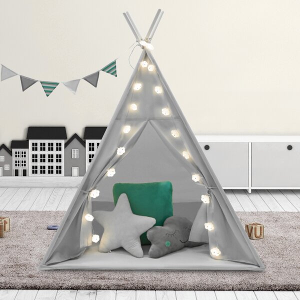 Cort copii Teepee Michael, 160x120x120cm gri-albastru cu accesorii