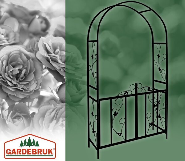 Arcadă pentru trandafiri ROMANCE cu poartă, 225x115x37cm, negru Gardebruk