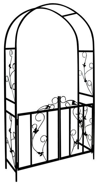 Arcadă pentru trandafiri ROMANCE cu poartă, 225x115x37cm, negru Gardebruk