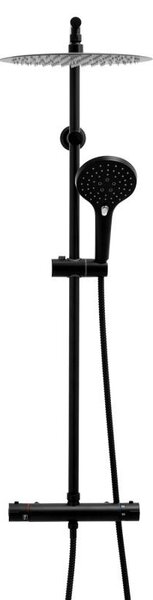 Erga Bergen, set de duș cu baterie termostatică și duș tip ploaie 30 cm, negru mat, ERG-YKA-BP.BERGEN THERM 30 BLK