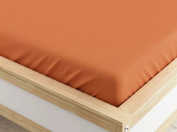 Cearsaf din microfibra cu elastic portocaliu 160 x 200 cm