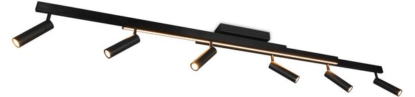 Trio Lighting Spot de plafon Zeno LED, 6 spoturi, negru mat, metal, reglabil, Negru, Camera de zi / sufragerie, Metal, Modern