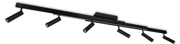 Trio Lighting Spot de plafon Zeno LED, 6 spoturi, negru mat, metal, reglabil, Negru, Camera de zi / sufragerie, Metal, Modern