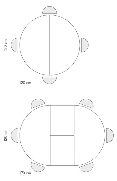 Masa rotunda extensibila Lila, blat Alb Marmorat Ø 120 cm