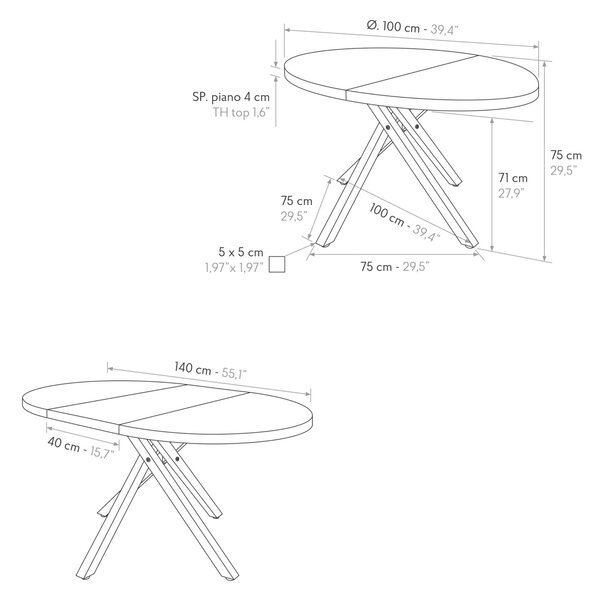 Masa rotunda extensibila Nada Ø 100 cm
