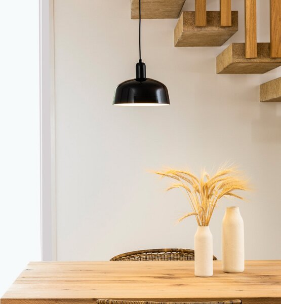 FARO BARCELONA Lampă suspendată Tatawin, negru, sticlă, Ø 18,4 cm, reglabil, Negru, Camera de zi / sufragerie, Sticlă, Modern