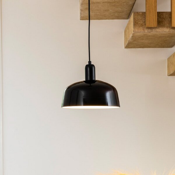 FARO BARCELONA Lampă suspendată Tatawin, negru, sticlă, Ø 18,4 cm, reglabil, Negru, Camera de zi / sufragerie, Sticlă, Modern