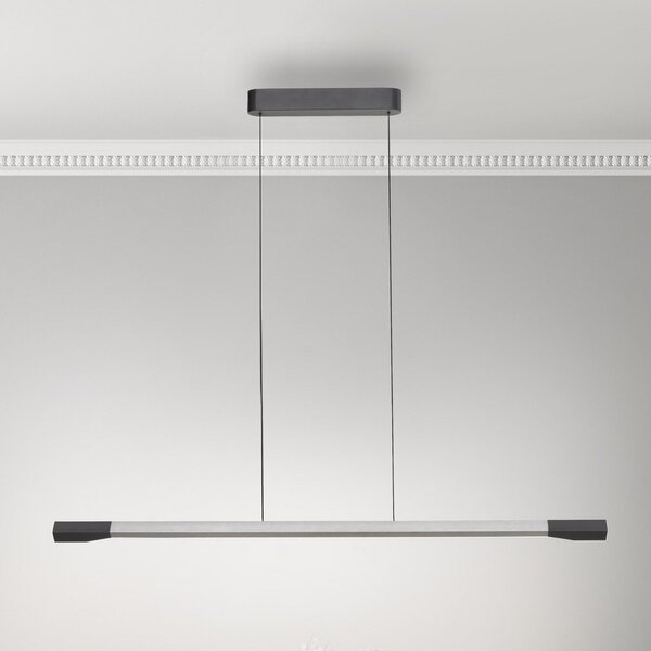 Paul Neuhaus Lampă suspendată LED Hoop, culoare aluminiu, 128 cm, dimabil, reglabil, Metalic, Camera de zi / sufragerie, Aluminiu, Modern