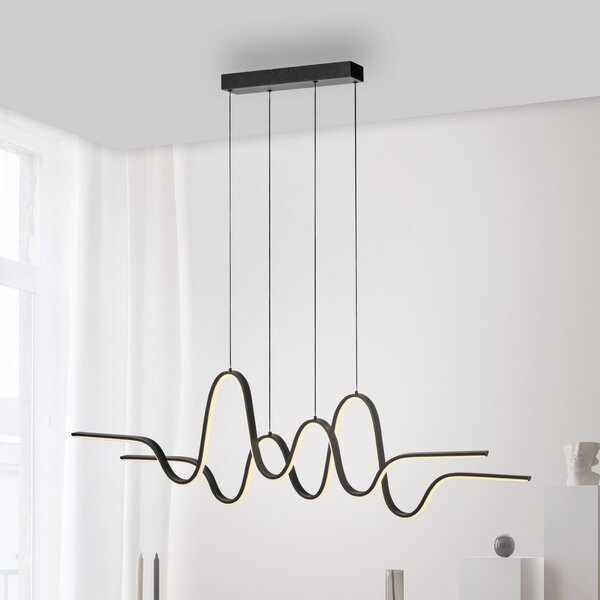 Paul Neuhaus Lampă suspendată LED Altitude, negru, lungime 125 cm, reglabil, Negru, Camera de zi / sufragerie, Metal, Modern