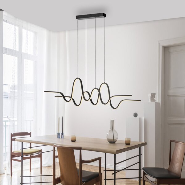 Paul Neuhaus Lampă suspendată LED Altitude, negru, lungime 125 cm, reglabil, Negru, Camera de zi / sufragerie, Metal, Modern