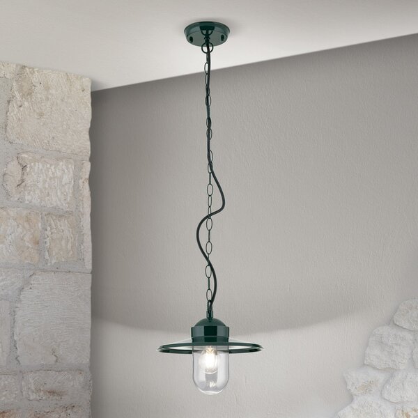 ORION Lampă suspendată pentru exterior Edward, verde, Ø 27,5 cm, aluminiu/glass, reglabil, Verde, Aluminiu, Antichitate