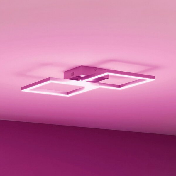 Tint Müller Licht LED plafonieră Cano, RGB, CCT, argintiu, reglabil, Metalic, Camera de zi / sufragerie, Metal, Modern