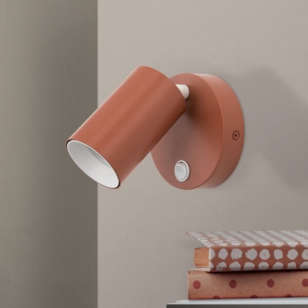 ORION Spot de perete Penn, roșu coral, Ø 10,5 cm, oțel/aluminiu, reglabil, Roșu, dormitor, Metal, Modern