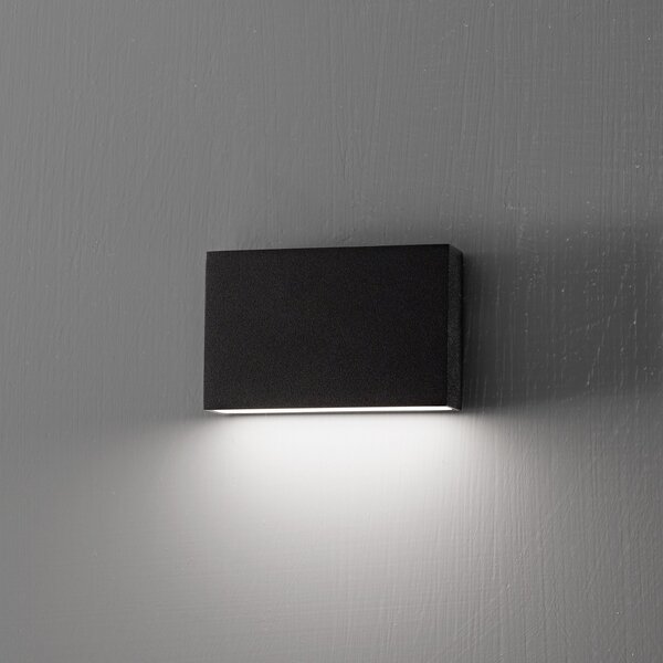 Egger Licht EGG DLS LED lumina de perete în aer liber Flatbox negru 11x7 cm aluminiu, Negru, Hol, Aluminiu, Modern, Soclu de perete jos