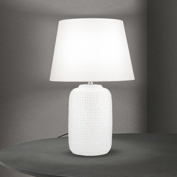 ORION Lampă de masă Coral, alb, înălțime 51 cm, ceramică/lin, Alb, Camera de zi / sufragerie, Țesătură / Textil, Modern